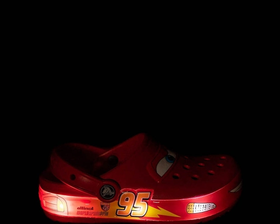 (Genuine) Kids Lightning McQueen Racing LED Clogs | Comfortable Non-Slip Sandals for Boys & Girls