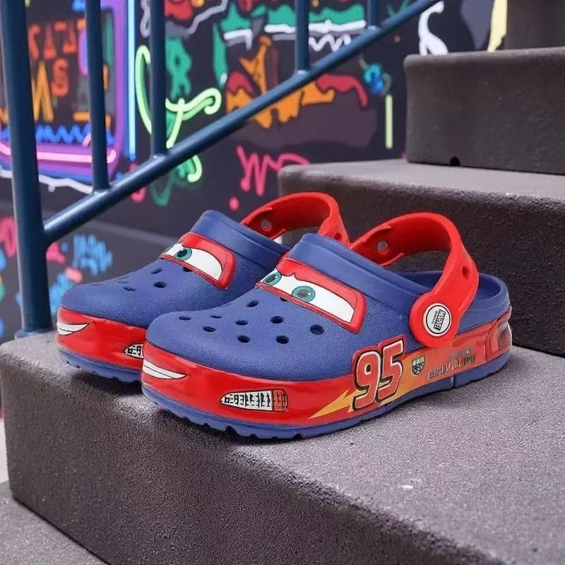 (Genuine) Kids Lightning McQueen Racing LED Clogs | Comfortable Non-Slip Sandals for Boys & Girls